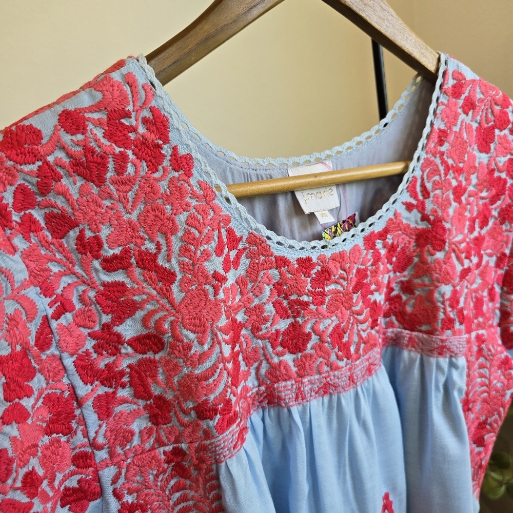 NWT J.Marie Floral Embroidered Linen Blend Top XS - Picture 13 of 14